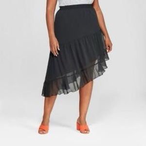 Ava & Viv Women's Plus Size Ruffle Skirt Black